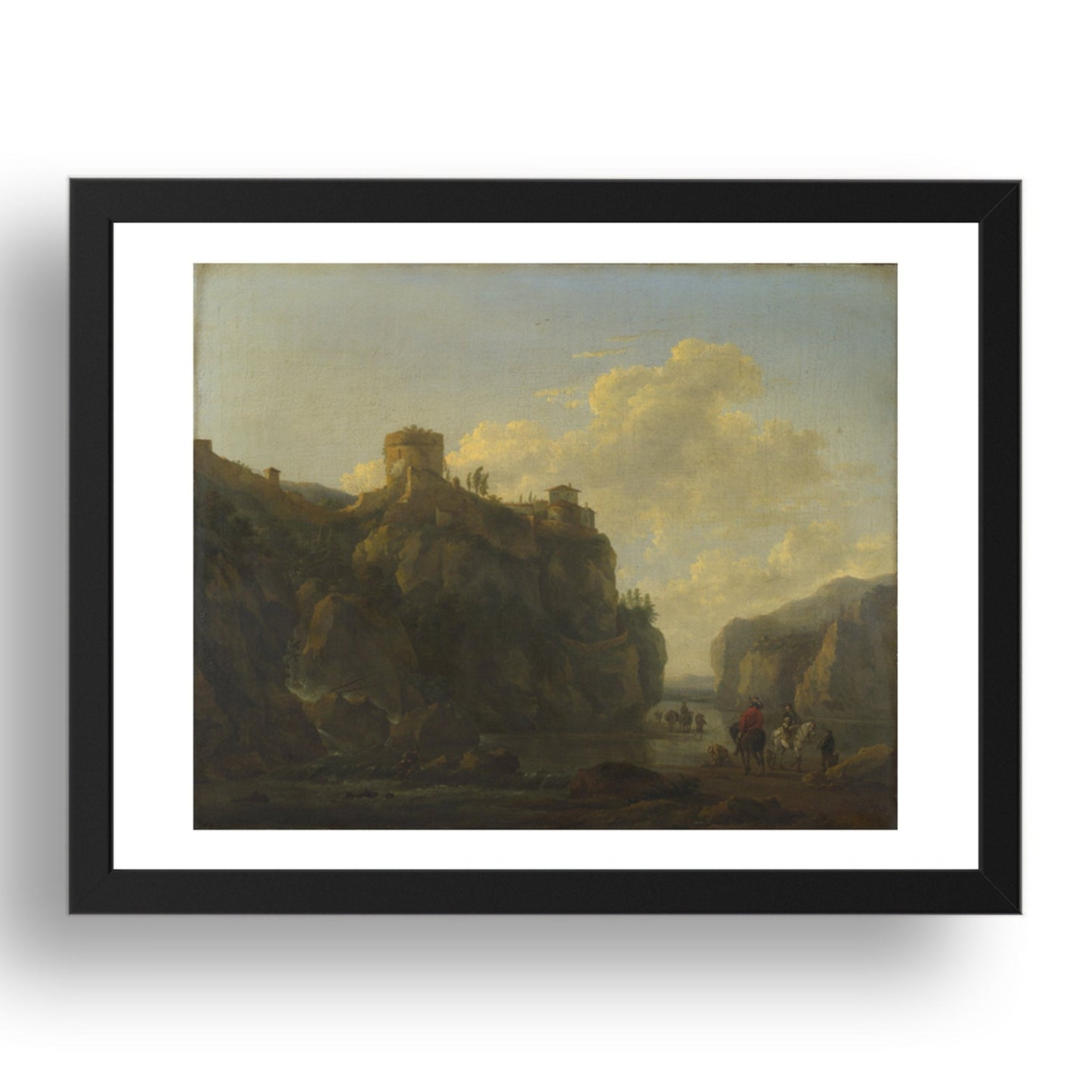 Lodewijck van Ludick: A River between Rocky Cliffs, Poster in 17x13"(A3) Frame