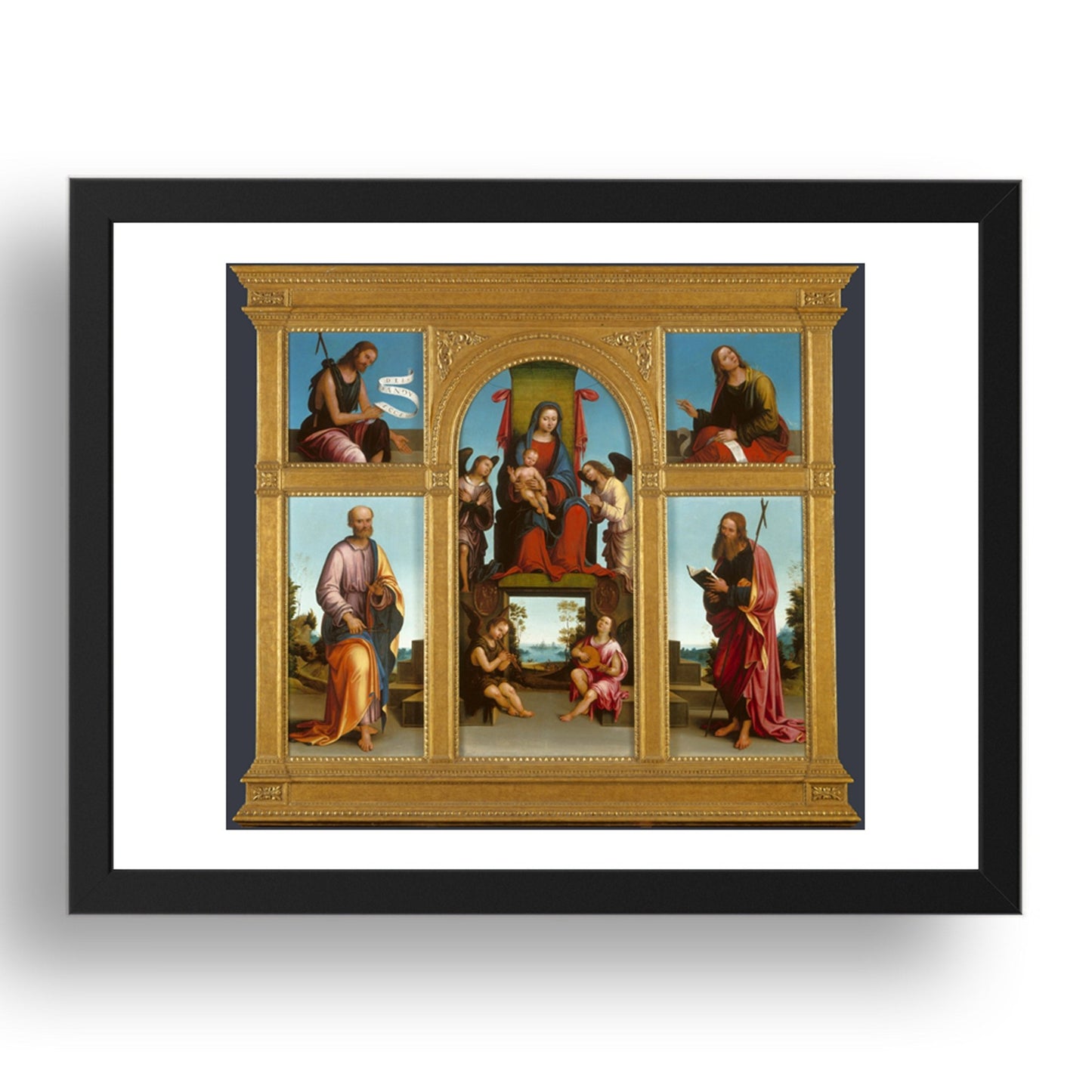 Lorenzo Costa: High Altarpiece, Oratory of S. Pietro in Vincoli, Poster in 17x13"(A3) Frame