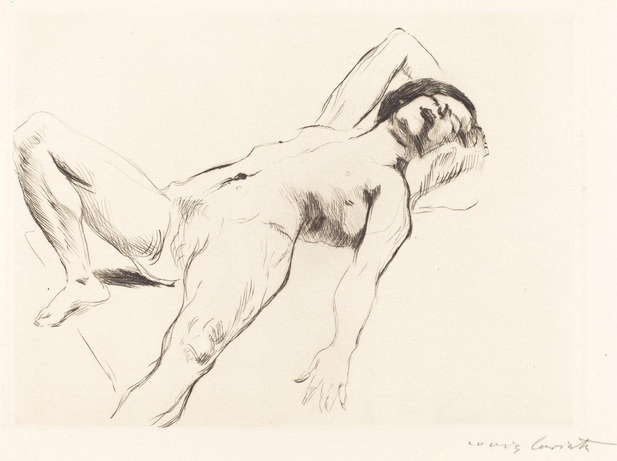 Lovis Corinth:Reclining Female Nude - I (Liegender Weiblich,16x12"(A3) Poster