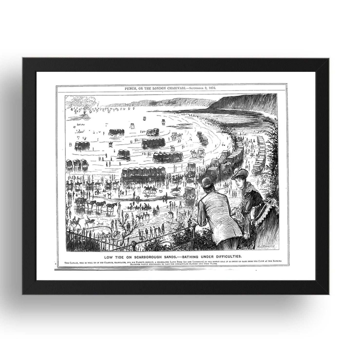 Low Tide Scarborough, vintage historic poster in 17x13"(A3) Frame