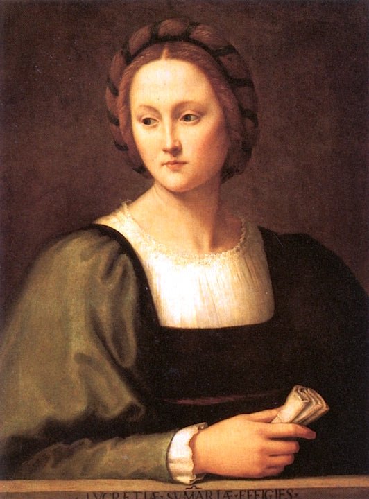 Lucrezia Sommaria, vintage artwork by Ridolfo Ghirlandaio, A3 (16x12") Poster Print