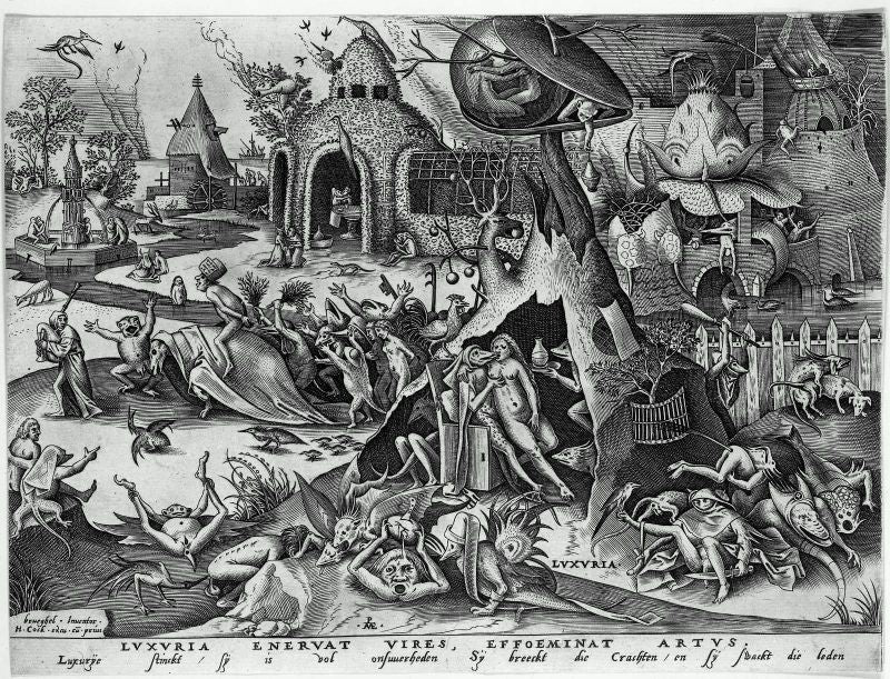 Luxuria (Lechery or Lust), from the series The Seven Deadly Sins, vintage artwork by Pieter Bruegel the Elder, A3 (16x12") Poster Print