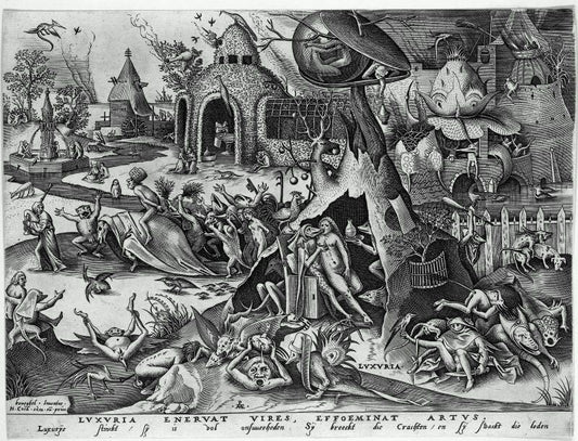 Luxuria (Lechery or Lust), from the series The Seven Deadly Sins, vintage artwork by Pieter Bruegel the Elder, A3 (16x12") Poster Print