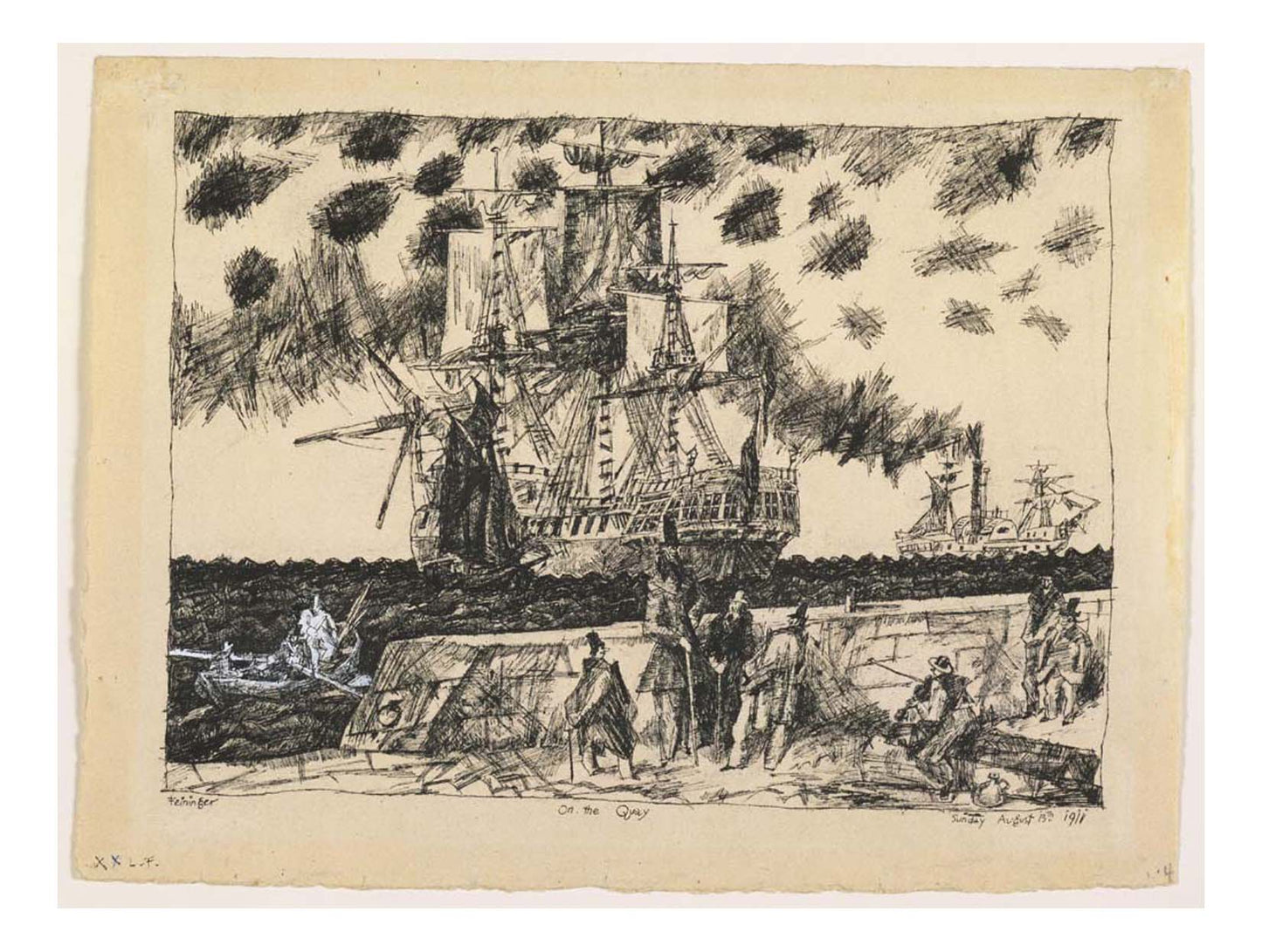 Lyonel Feininger - On the Quay, 16x12" (A3) Poster Print