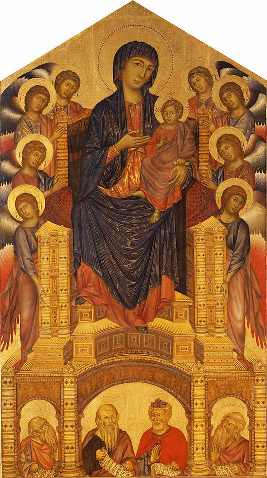 Madonna and Child Enthroned with Angels and the Four Evangelists, vintage artwork by Cimabue, 12x8" (A4) Poster