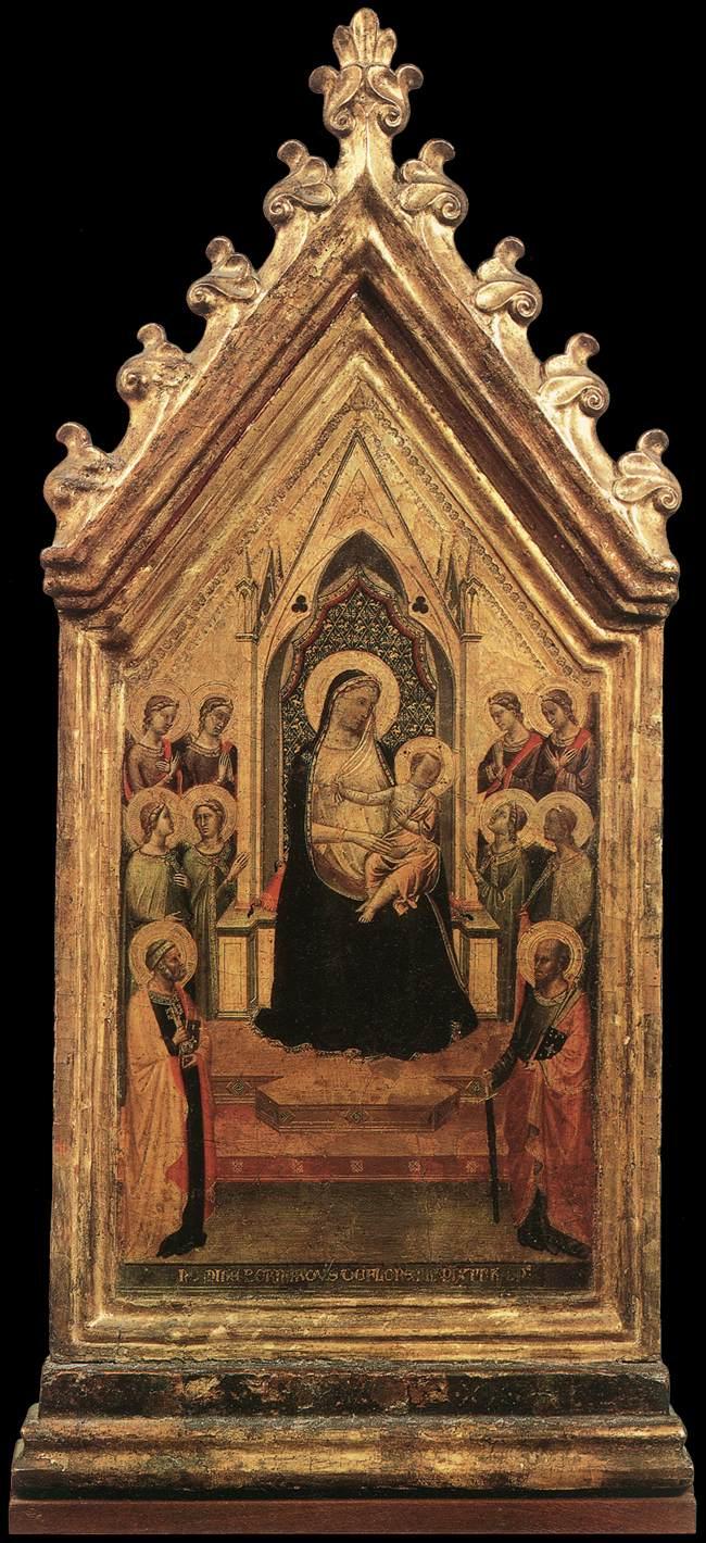 Madonna and Child Enthroned with Saints and Angels, vintage artwork by Bernardo Daddi, 12x8" (A4) Poster