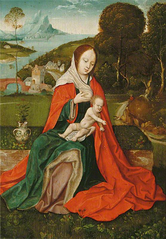 Madonna and Child in a Landscape (Triptych centre panel), vintage artwork by Herri met de Bles, A3 (16x12") Poster Print