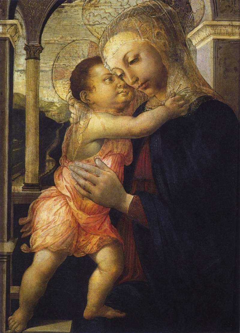 Madonna and Child (Madonna della Loggia), vintage artwork by Sandro Botticelli, A3 (16x12") Poster Print