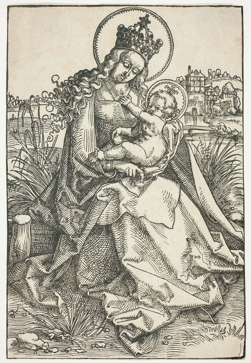 Madonna and Child on a Grassy Bench by Hans Baldung Grien, 23x16"( A2 size) Poster Print