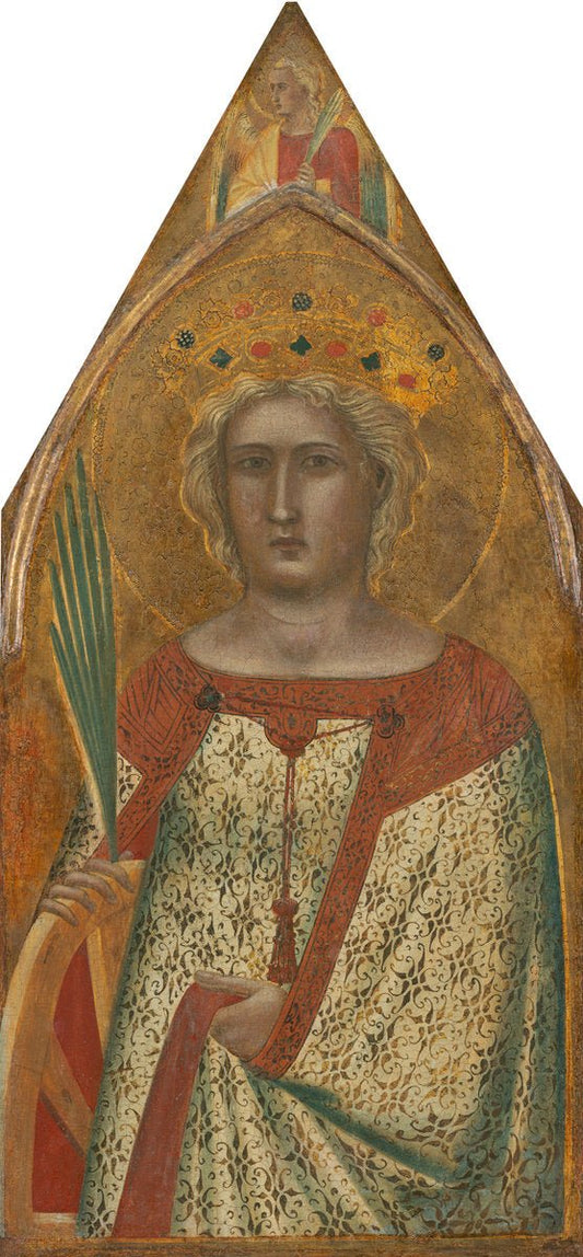 Madonna and Child with Saint Mary Magdalene and Saint Catherine (right panel), vintage artwork by Pietro Lorenzetti, 12x8" (A4) Poster