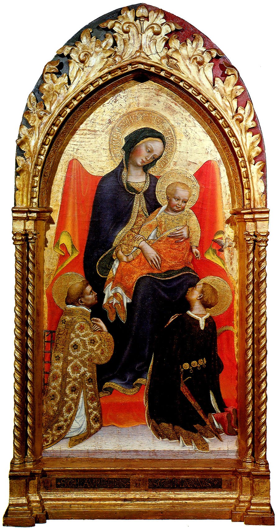 Madonna and Child with Saints Lawrence and Julian, vintage artwork by Gentile da Fabriano, A3 (16x12") Poster Print