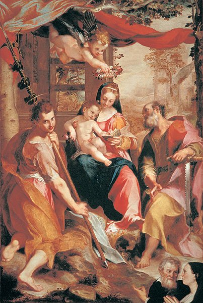 Madonna and Child with St Simon and St Jude, vintage artwork by Federico Barocci, 12x8" (A4) Poster