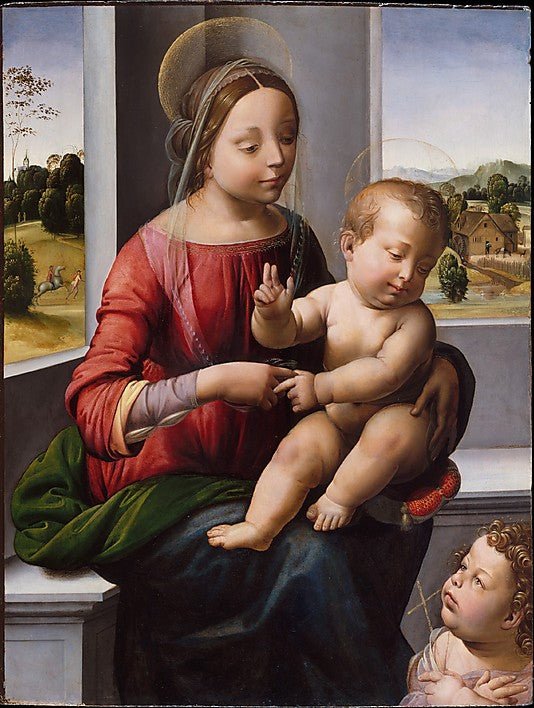 Madonna and Child with the Young Saint John the Baptist, vintage artwork by Fra Bartolomeo, A3 (16x12") Poster Print