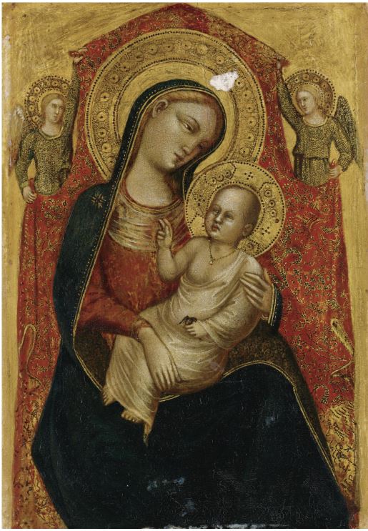 Madonna and Child with Two Angels, vintage artwork by Bicci di Lorenzo, A3 (16x12") Poster Print