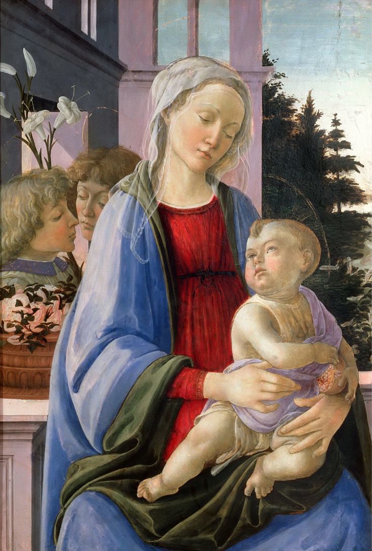 Madonna and Child with Two Angels, vintage artwork by Filippino Lippi, A3 (16x12") Poster Print