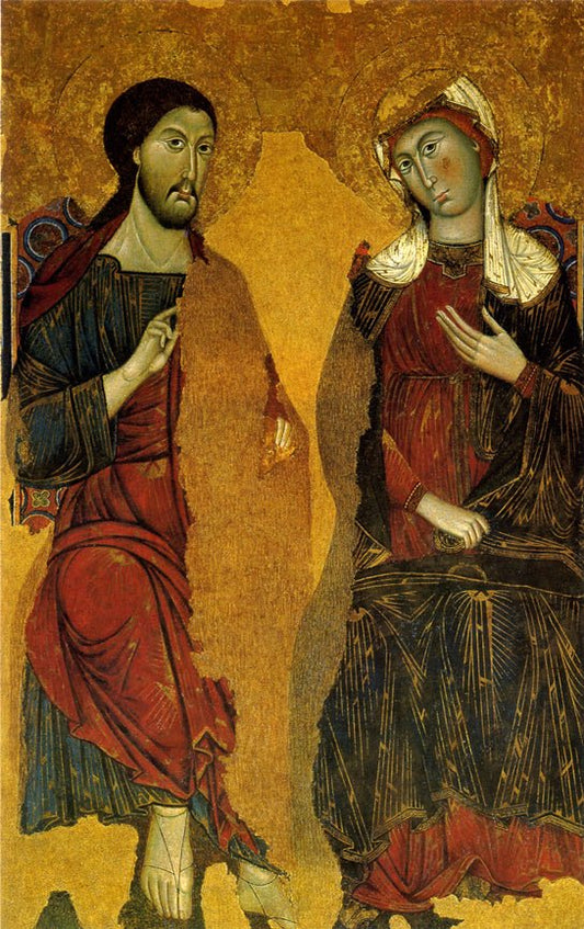 Madonna and Christ Enthroned, vintage artwork by Rinaldo da Siena, 12x8" (A4) Poster