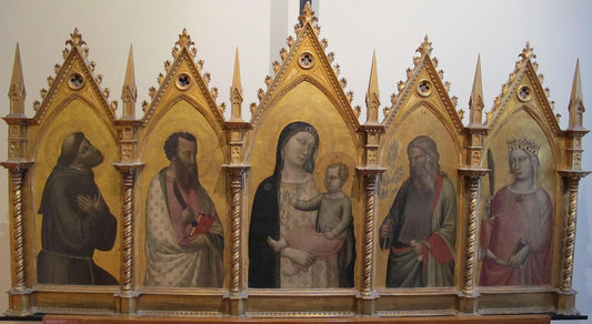 Madonna and Four Saints, vintage artwork by Bernardo Daddi, 12x8" (A4) Poster