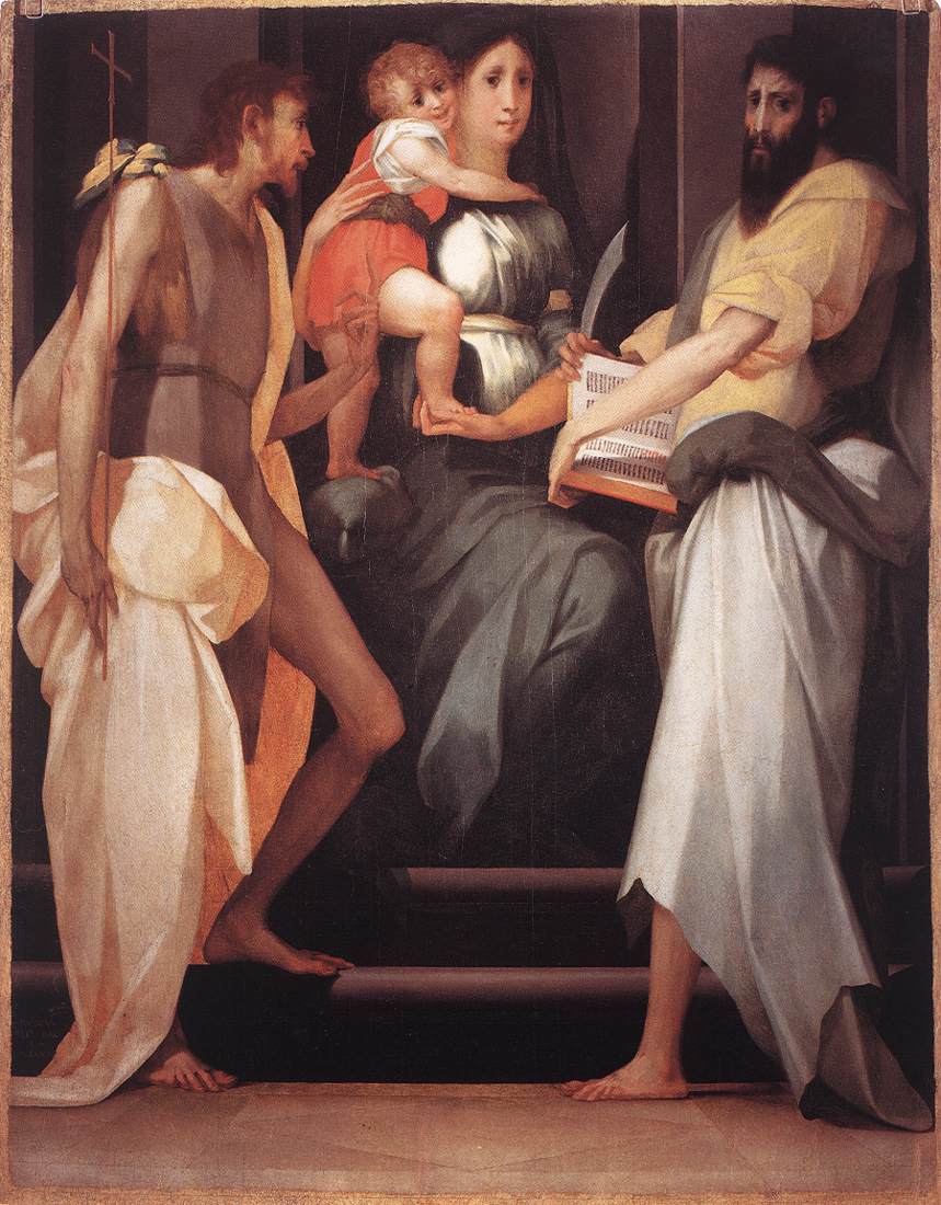 Madonna Enthroned between Two Saints, vintage artwork by Rosso Fiorentino, A3 (16x12") Poster Print