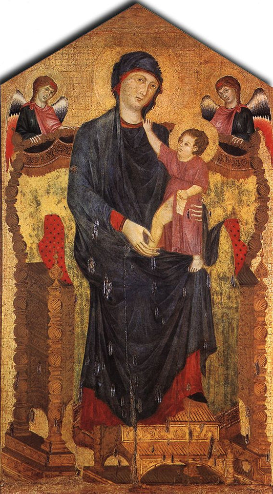Madonna Enthroned with the Child and Two Angels, vintage artwork by Cimabue, 12x8" (A4) Poster