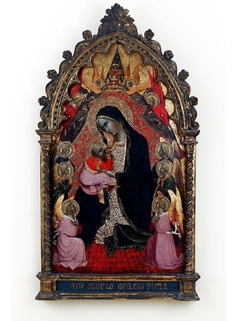 Madonna of Humility with Angels, vintage artwork by Agnolo Gaddi, 12x8" (A4) Poster