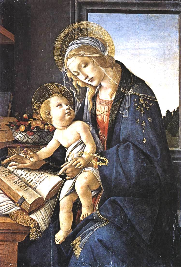 Madonna of the Book (Madonna del Libro), vintage artwork by Sandro Botticelli, A3 (16x12") Poster Print