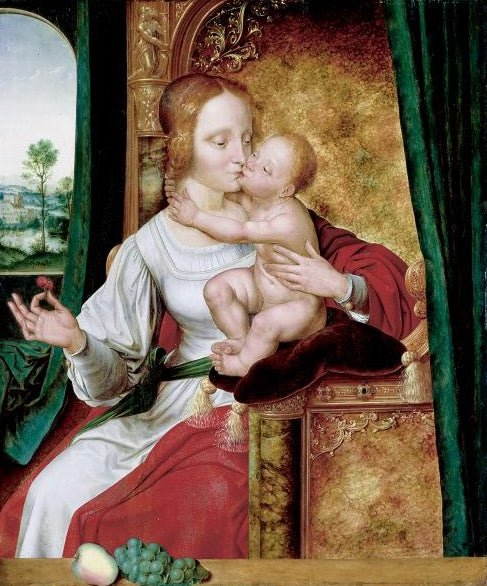 Madonna of the Cherries, vintage artwork by Quentin Massys, A3 (16x12") Poster Print