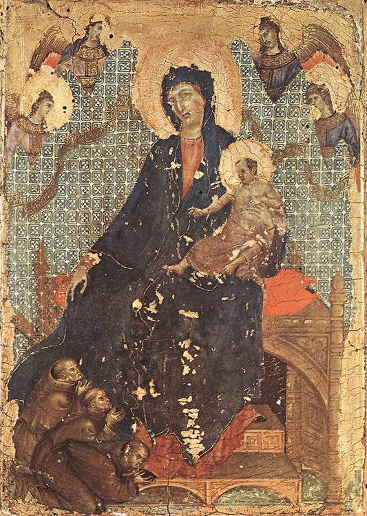 Madonna of the Franciscans, vintage artwork by Duccio di Buoninsegna, 12x8" (A4) Poster