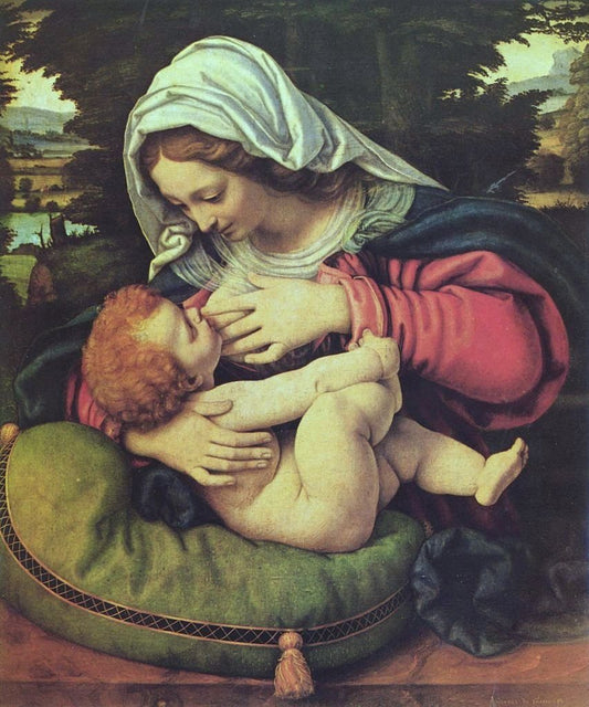 Madonna of the Green Cushion, vintage artwork by Andrea Solario, A3 (16x12") Poster Print