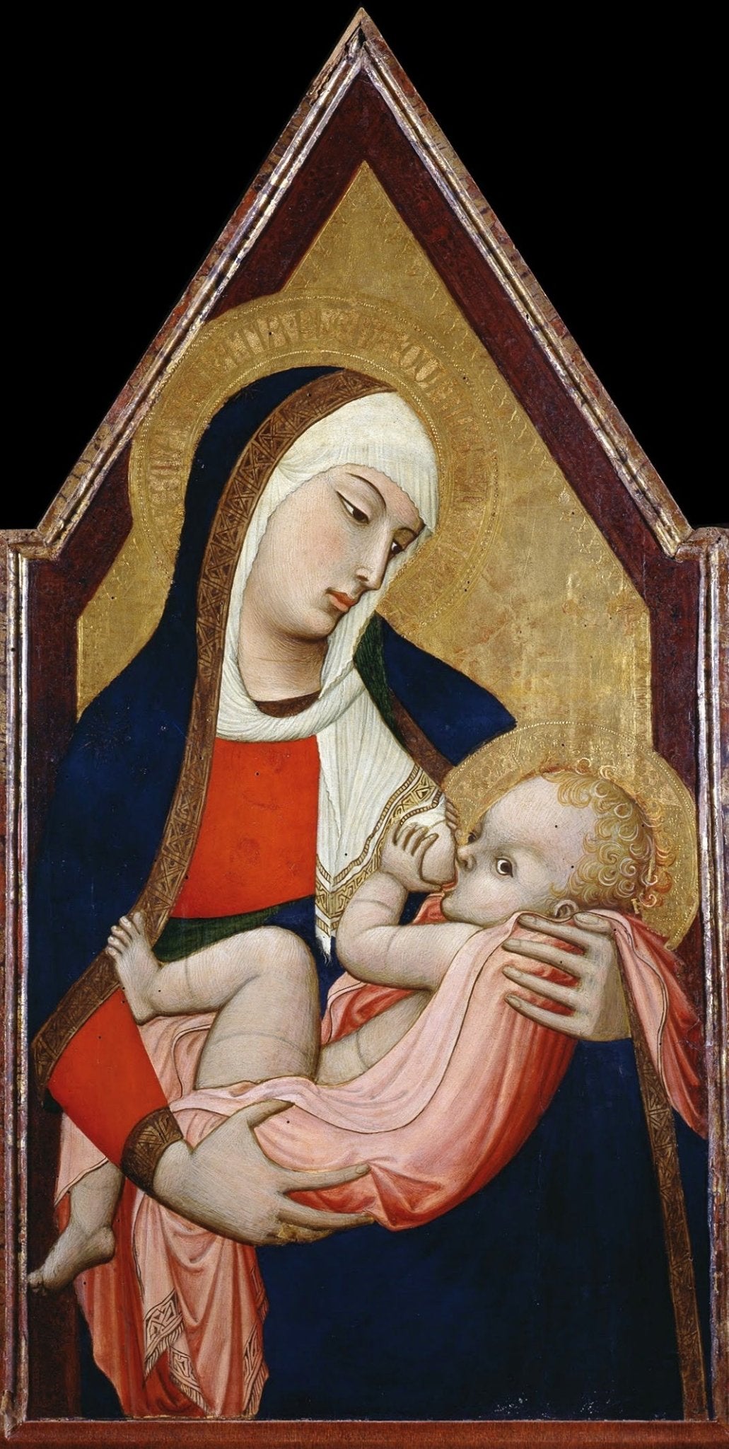 Madonna of the Milk, vintage artwork by Ambrogio Lorenzetti, 12x8" (A4) Poster