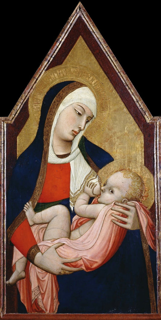 Madonna of the Milk, vintage artwork by Ambrogio Lorenzetti, 12x8" (A4) Poster