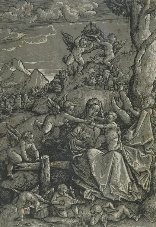 Madonna with Child and Angels in a Landscape, vintage artwork by Hans Baldung, A3 (16x12") Poster Print