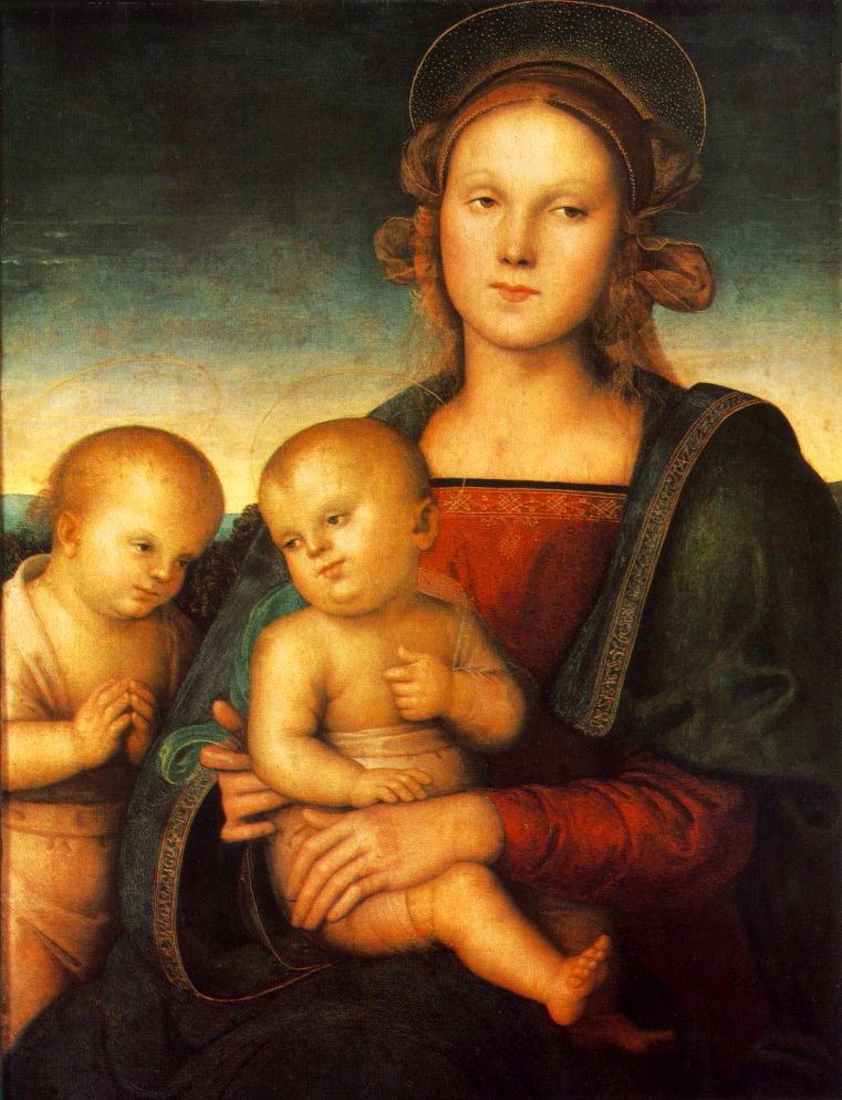 Madonna with Child and Little St John, vintage artwork by Perugino, A3 (16x12") Poster Print