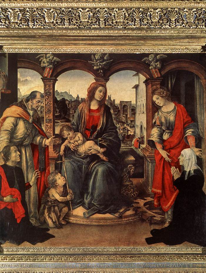 Madonna with Child and Saints, vintage artwork by Filippino Lippi, A3 (16x12") Poster Print