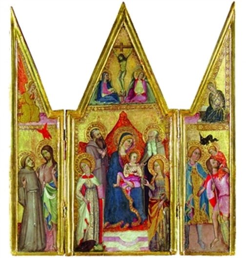 Madonna with Christ on the Throne, vintage artwork by Paolo di Giovanni Fei, 12x8" (A4) Poster