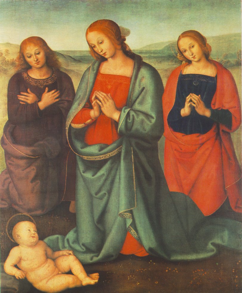 Madonna with Saints Adoring the Child, vintage artwork by Perugino, A3 (16x12") Poster Print