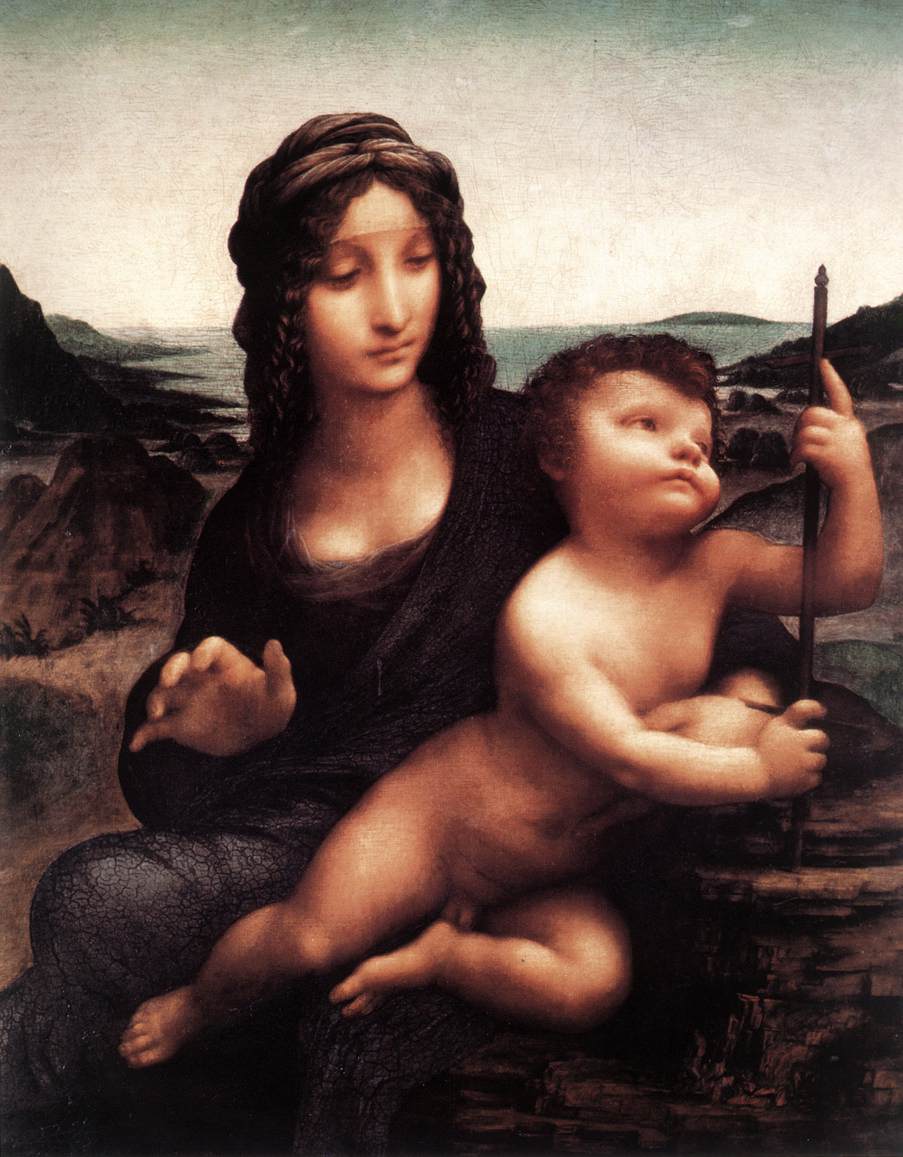 Madonna with the Yarnwinder (The Buccleuch Madonna), vintage artwork by Attributed to Leonardo da Vinci, A3 (16x12") Poster Print