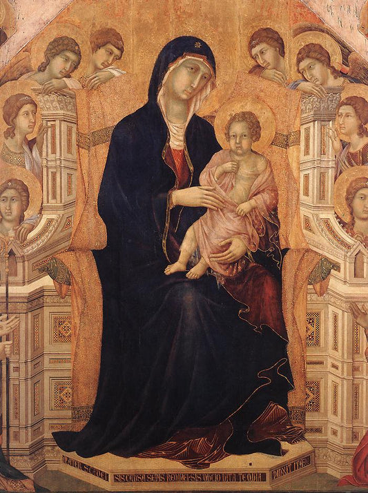 Maestà (central panel: Madonna and Child), vintage artwork by Duccio di Buoninsegna, 12x8" (A4) Poster