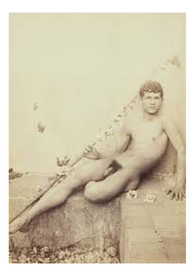 Male nude 1895, historic 19th century photo, Italy by Wilhelm von Pluschow, 16x12"(A3) Poster