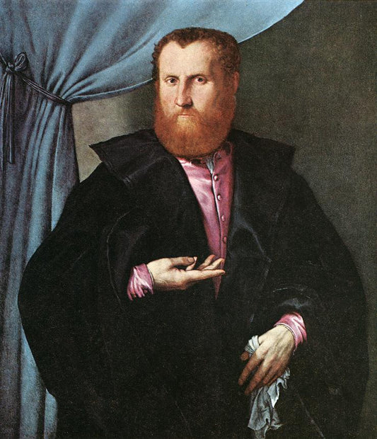 Man in a Black Cloak, vintage artwork by Lorenzo Lotto, A3 (16x12") Poster Print