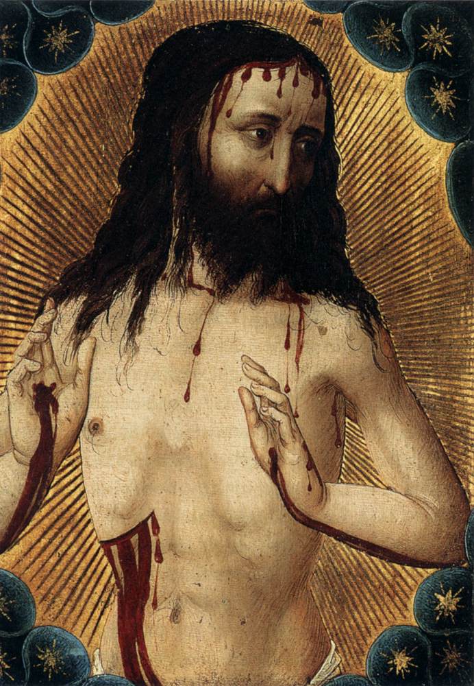 Man of Sorrows (left wing), vintage artwork by Hans Pleydenwurff, A3 (16x12") Poster Print