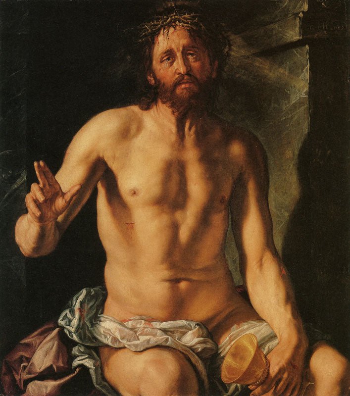Man of Sorrows with a Chalice, vintage artwork by Hendrick Goltzius, 12x8" (A4) Poster