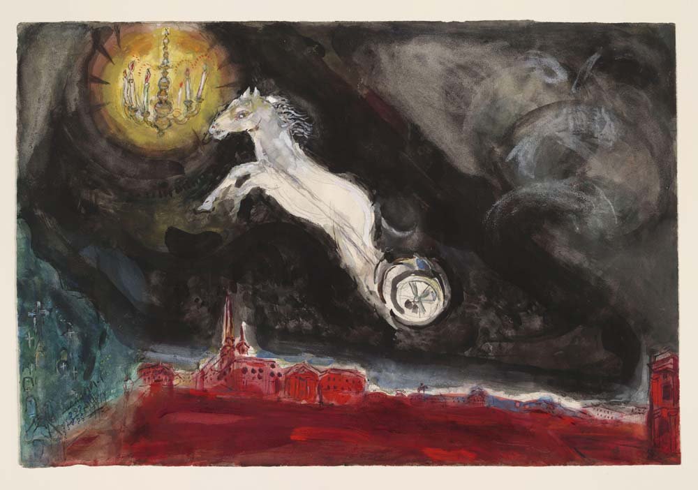 Marc Chagall - A Fantasy of St. Petersburg, decor for Aleko, vintage art, modern poster print