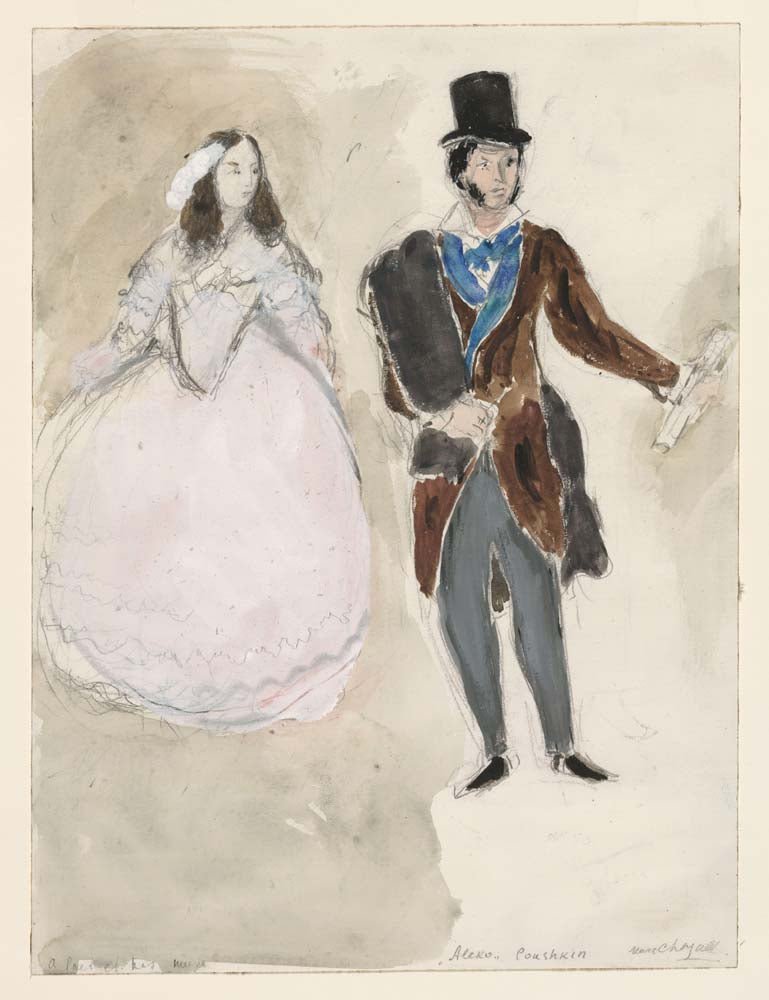 Marc Chagall - A Poet and His Muse, costume design for Aleko, vintage art, modern poster print
