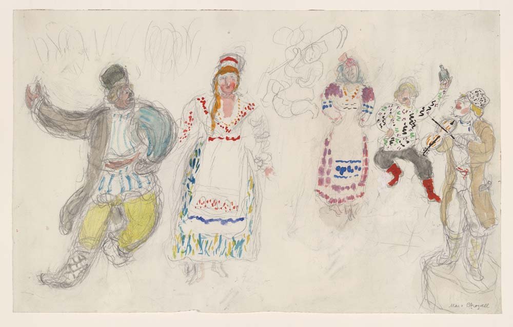 Marc Chagall - Peasants, costume design for Aleko, vintage art, modern poster print