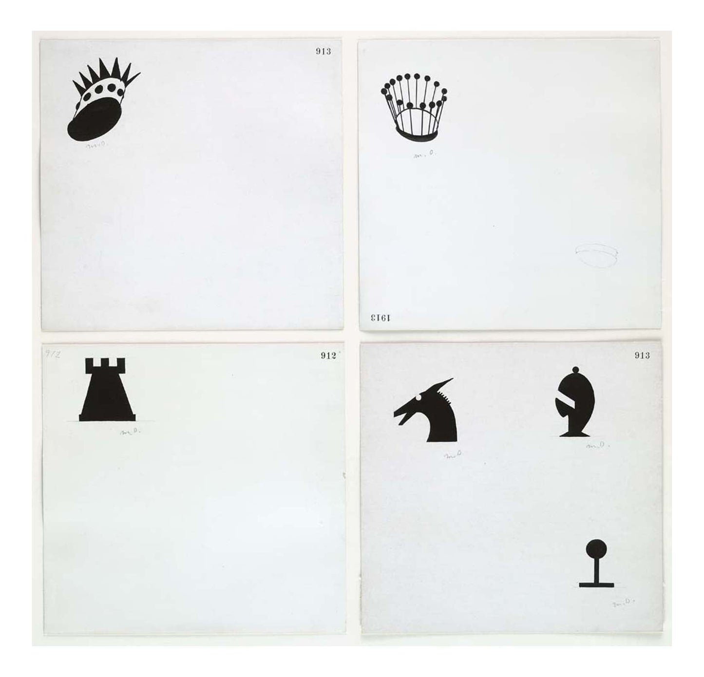 Marcel Duchamp - Designs for Chessman, 16x12" (A3) Poster Print