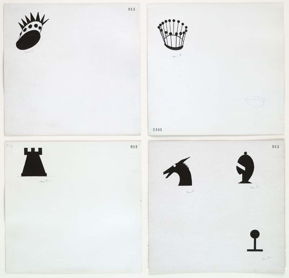 Marcel Duchamp - Designs for Chessman, vintage art, modern poster print