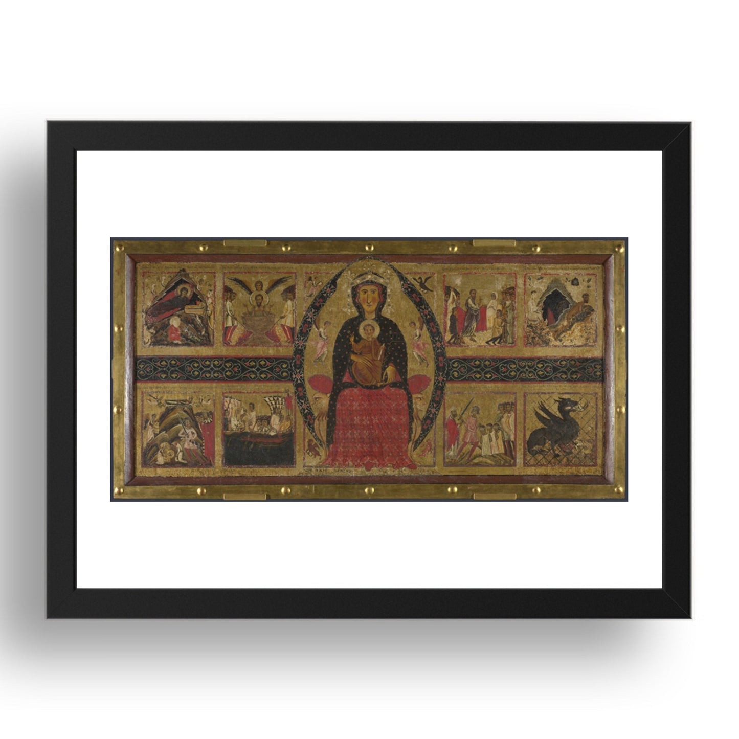 Margarito of Arezzo: The Virgin and Child Enthroned, with Narrative Scenes, Poster in 17x13"(A3) Frame