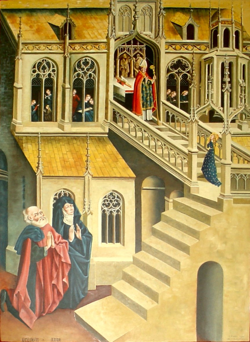 Marienfelder Altar (Mary at the Temple), vintage artwork by Johann Koerbecke, A3 (16x12") Poster Print