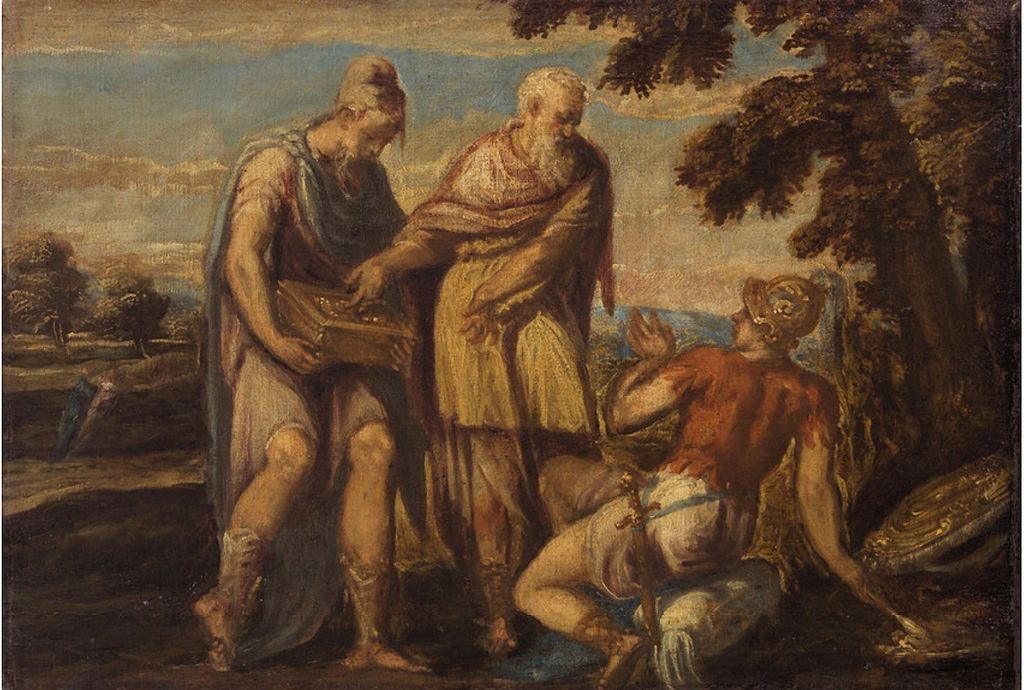 Marius Curius Dentatus, vintage artwork by Andrea Schiavone, A3 (16x12") Poster Print