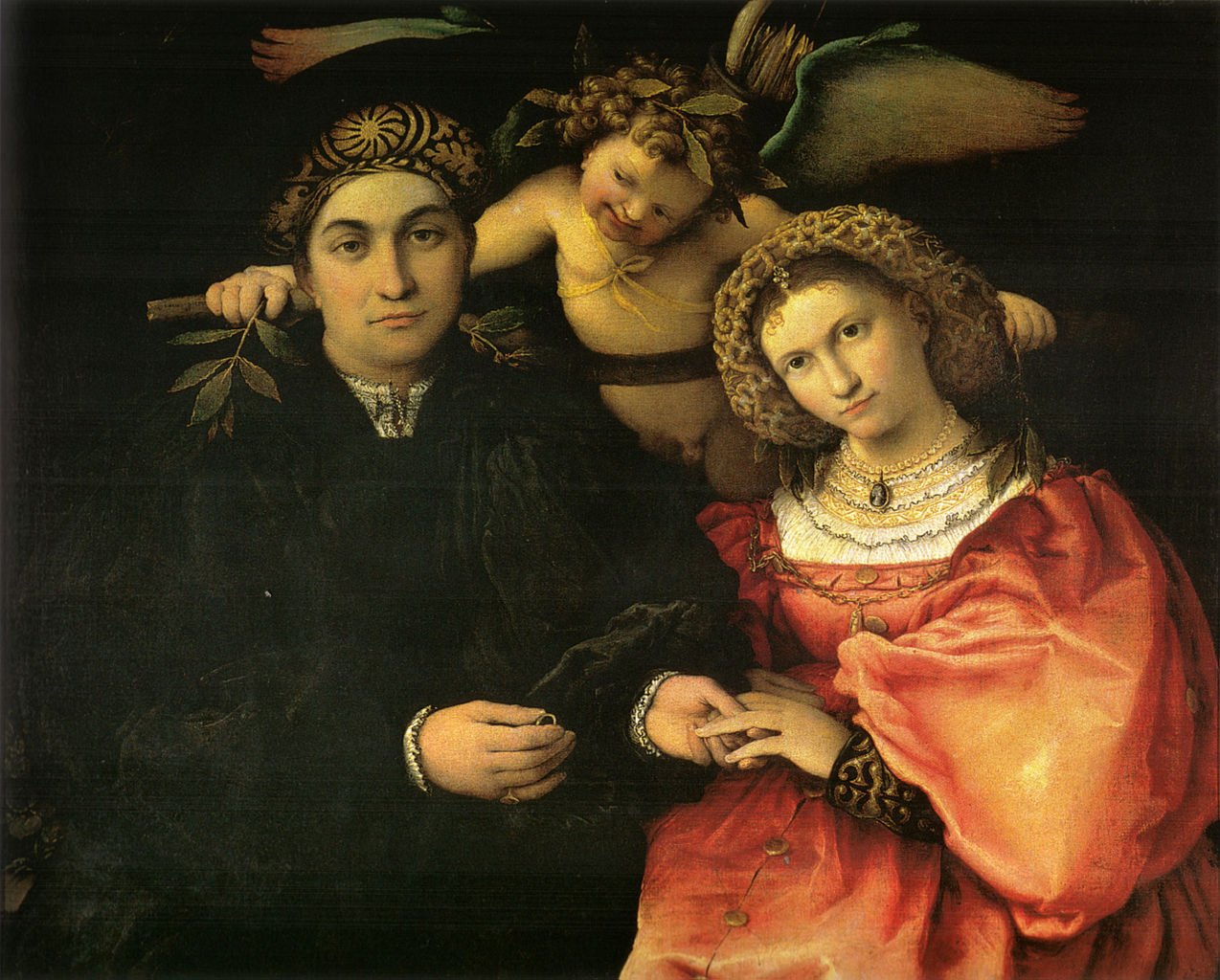 Marsilio Cassotti and Faustina, His Wife, vintage artwork by Lorenzo Lotto, A3 (16x12") Poster Print